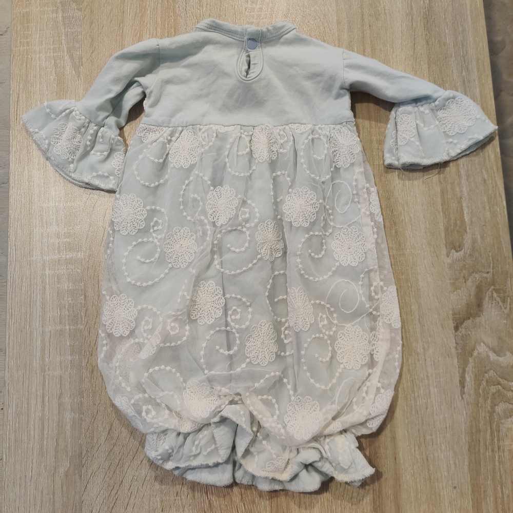 Haute Baby Light Blue Lace Baby Gown Size 0-3mo - Picture 2 of 3